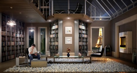 Bibliothek in einem Pariser Apartment