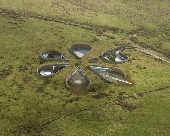 Der "Öko-Bunker" des englischen Fußballstars Gary Neville aus der Vogelperspektive