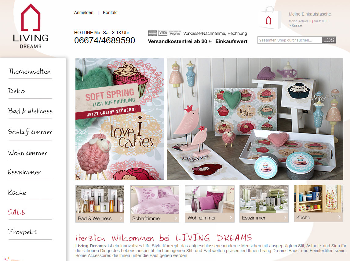 Living Dreams - Startseite des Online-Shops für die schönen Dinge im Leben